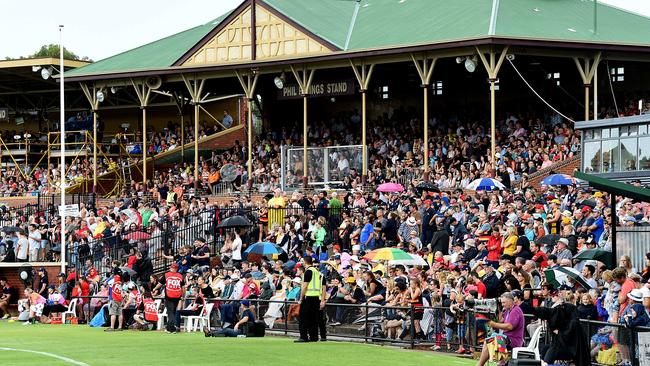 More than 9200 fans went to Thebarton Oval for Adelaide’s AFLW clash against GWS on Saturday. Picture: Sam Wundke