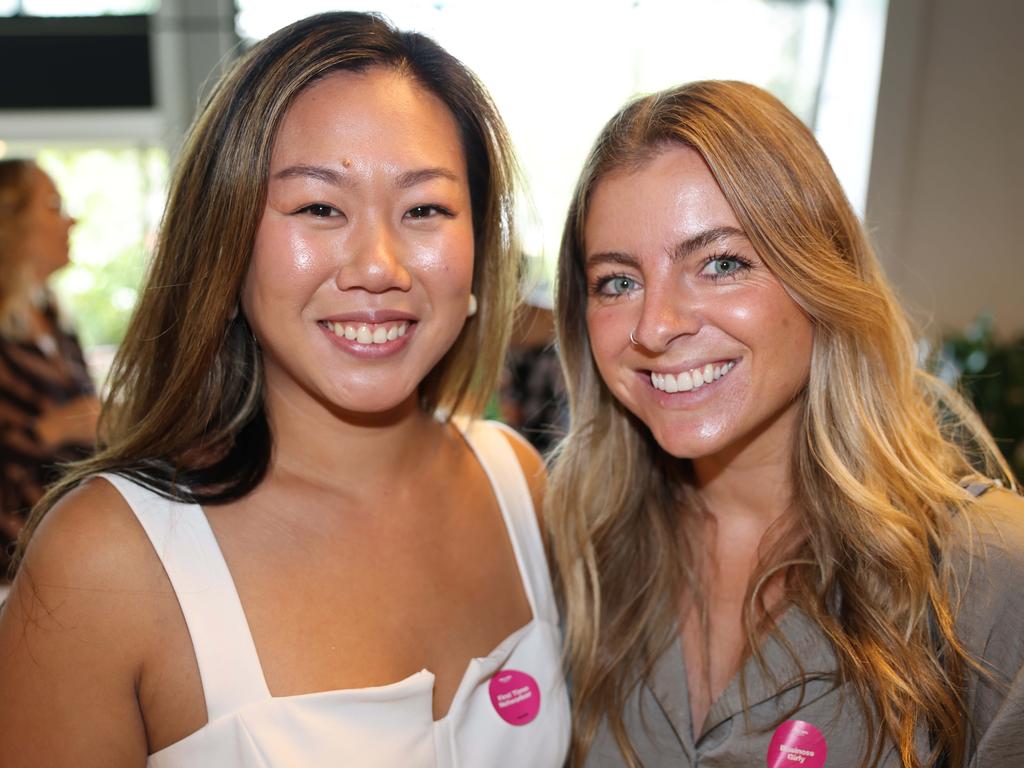 Sophie Tran and Greta Wood at the Beyond the Boardroom event by Busy Girls Social Club at Hismile HQ for Gold Coast at Large. Picture: Portia Large.