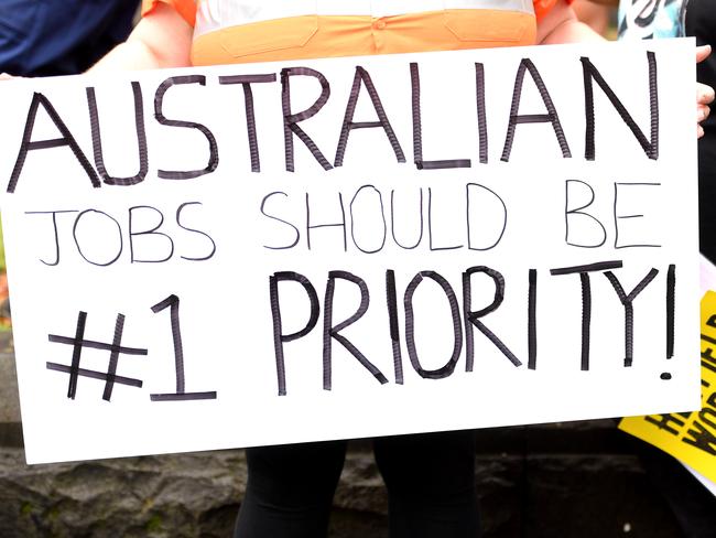 Workers protest the closure of the Heyfield Mill. Picture: AAP Image/Tracey Nearmy