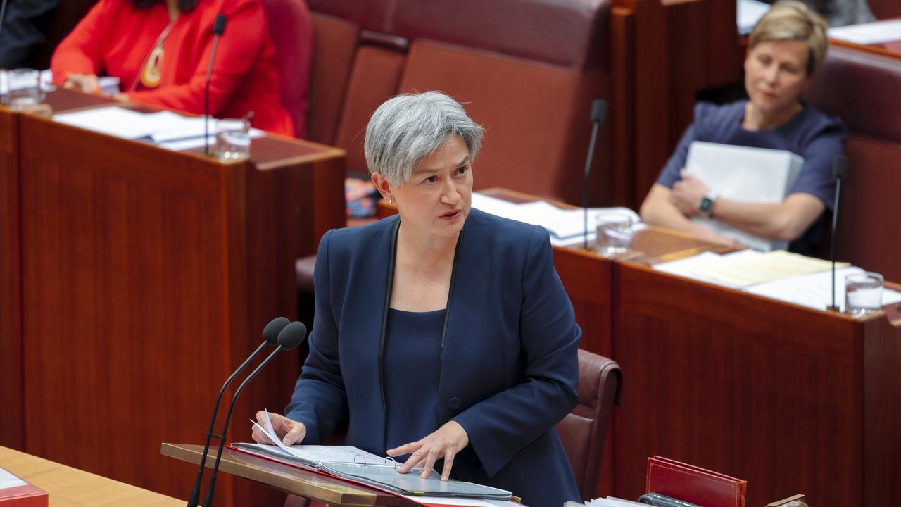 Foreign Affairs Minister Penny Wong clashed with the Greens in Senate Question Time on Monday over the Israel-Hamas conflict. Picture: NCA NewsWire / David Beach