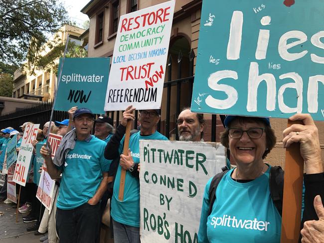 A rally outside NSW Parliament House held by supporters of a move to split Pittwater from the Northern Beaches Council. Picture: Supplied