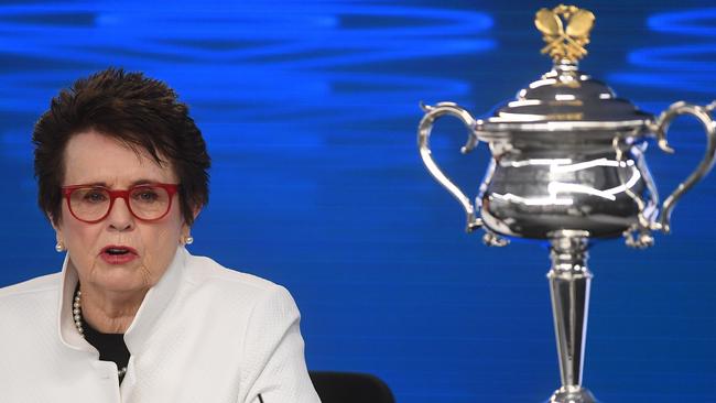 Billie Jean King speaks at a media conference ahead of the Australian Open.