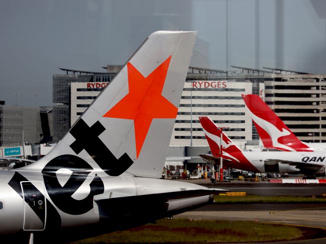 SYDNEY, AUSTRALIA - NewsWire Photos - OCTOBER 14, 2022: General generic editorial stock image of Jetstar aircraft at Sydney Domestic Airport. Picture: NCA NewsWire / Nicholas Eagar