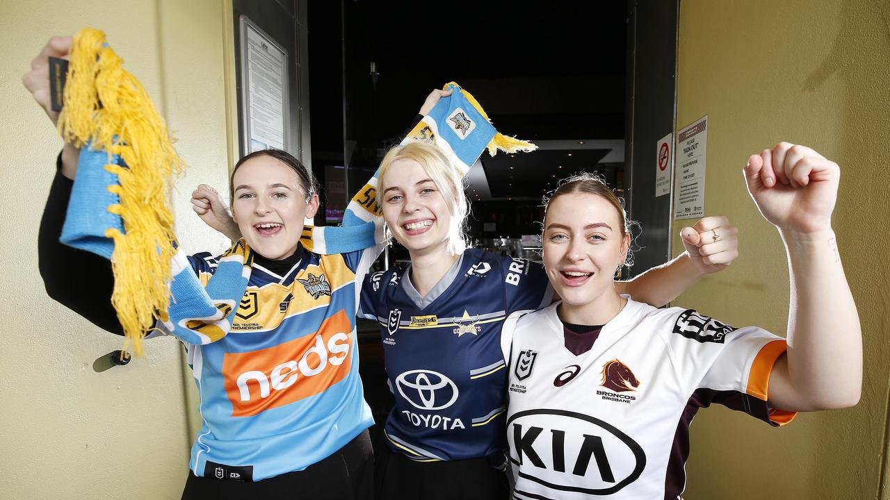 Eleni Henderson, Shelley Rudder and Katie Button are gearing up for Magic Round at the Caxton Hotel. Picture: Josh Woning