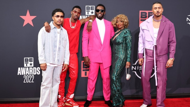 Justin Dior Combs, Christian Combs, Sean 'Diddy' Combs, Janice Combs and Quincy Brown at the BET awards in 2022. Picture: Amy Sussman/Getty Images