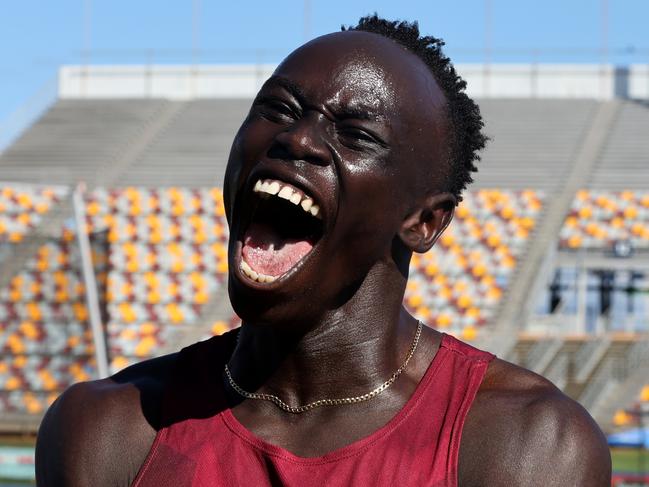 NATHAN AUSTRALIA Friday 6th December 2024 - Australian All Schools Championships at QSAC in Brisbane - Queenslands Gout Gout wins the u/18 100 metre mens final Picture David Clark