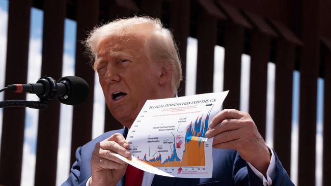 President Donald Trump speaks at the U.S.-Mexico border in August. Picture: Rebecca Noble/Getty Images/AFP