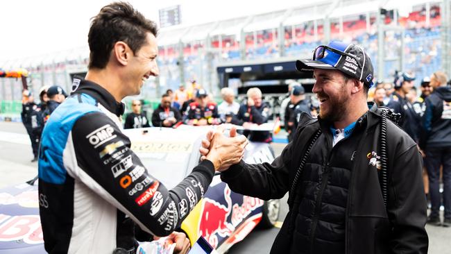 Nick Percat said the sky was the limit when it came to what Matt Stone Racing could achieve over the tenure of his new long-term deal. Pictured celebrating this year’s win with team owner Matt Stone. (Photo by Daniel Kalisz/Getty Images)