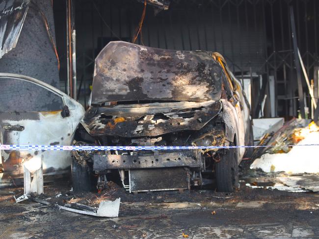 For the second time in two days a tobacco shop in Altona has been fire bombed. This time using a car to ram the front door. Friday, January 12. 2024. Picture: David Crosling