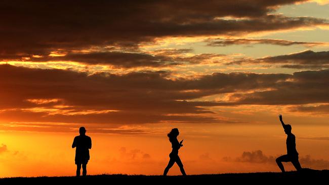 People obey strict social-distancing rules while exercising near Bondi Beach in Sydney this week. Picture: Getty Images