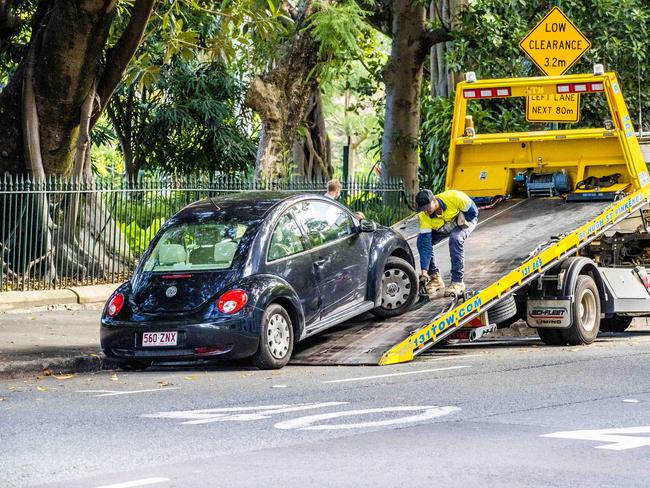 Cars towed from clearway in Alice Street, Brisbane, Wednesday, January 27, 2021 - Picture: Richard Walker