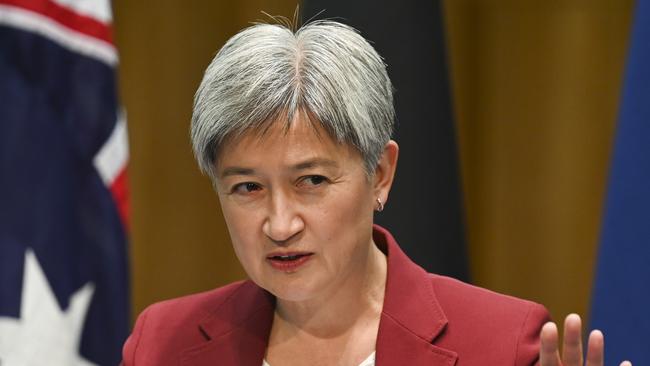 CANBERRA, AUSTRALIA, NewsWire Photos. MARCH 20, 2024: Minister for Foreign Affairs Penny Wong holds a press conference at Parliament House in Canberra. Picture: NCA NewsWire / Martin Ollman