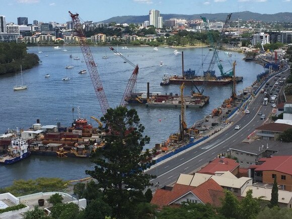 Kingsford Smith Drive upgrade work pics over time from the balcony of Paul SpottiswoodHamilton.