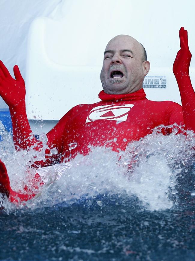 Mark Robinson hits the water. Picture: Michael Klein