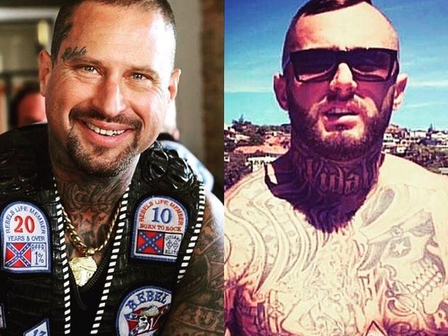 Late Rebels bikie Sergeant-at-Arms Simon Rasic and slain Rebel Micky D in a post made by Rymer.