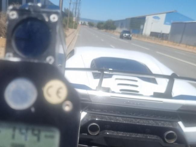 Poloce conducting speed detection duties on the Port River Expressway detected a Lamborghini travelling at 144km/h in a 90km/h zone. Picture: SA Police