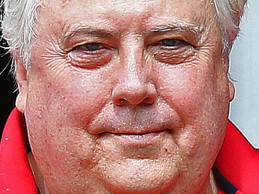 6/3/2016: Clive Palmer with businessman Domenic Martino walks past a Bollinger 