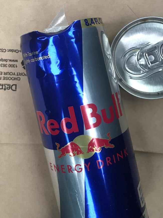 Cocaine inside the Red Bull can allegedly found in the pair’s car.