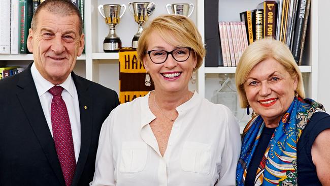 Former premier Jeff Kennett, lord mayoral candidate Sally Capp and former federal minister Ros Kelly. Picture: Dean Schmideg