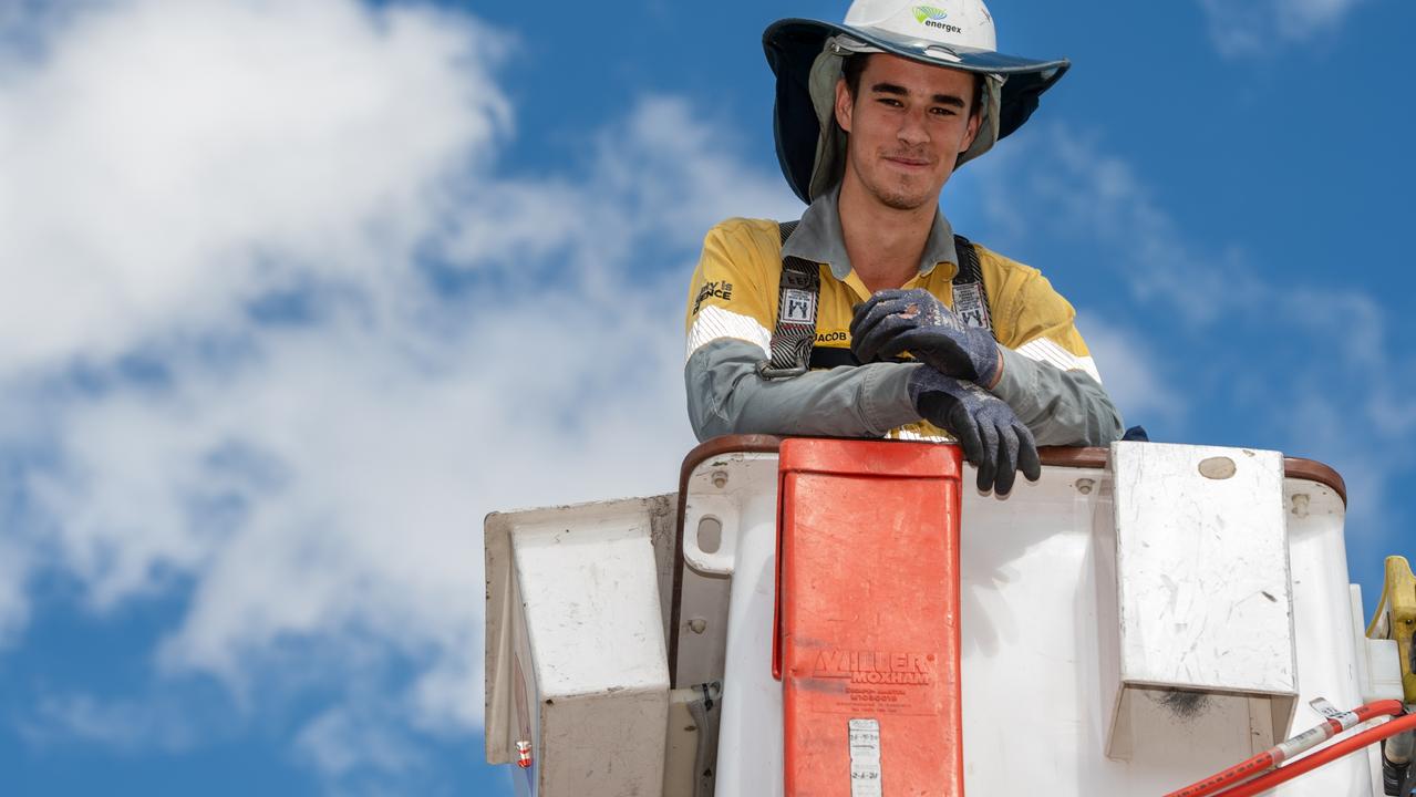 Energex third-year apprentice overhead distribution linesperson Jacob Weekes. PHOTO: Ali Kuchel