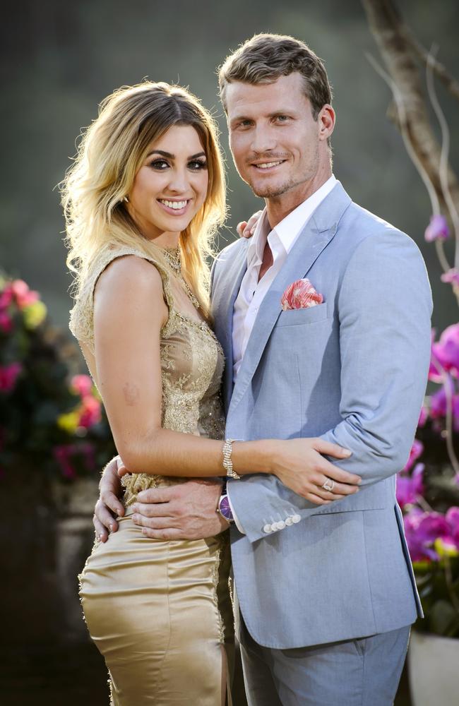 Alex Nation with Richie Strahan after winning The Bachelor finale