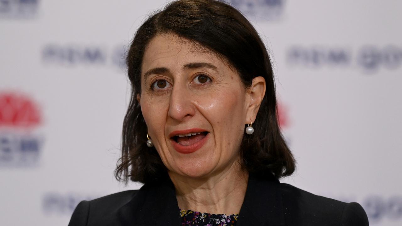 NSW Premier Gladys Berejiklian speaks to the media during a Covid-19 press conference. Picture: Bianca De Marchi – Pool/Getty Images