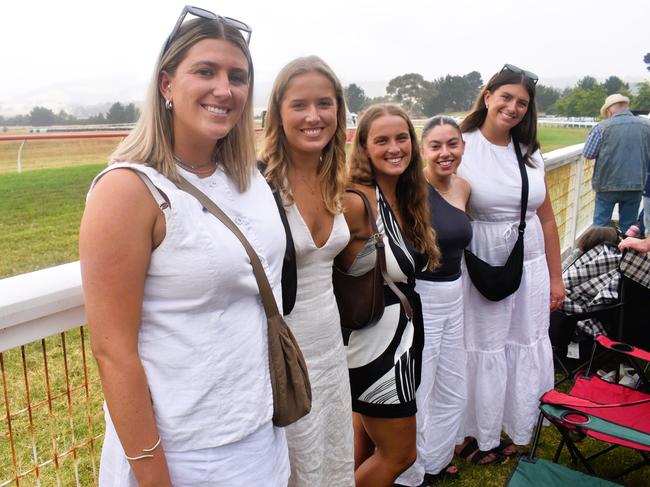 Chelsea Bowman, Shae White, Juliette Townsend, Isabella Tiziani and Cassidy Bowman at the Alex Scott &amp; Staff Woolamai Cup on Saturday, February 8, 2025. Picture: Jack Colantuono