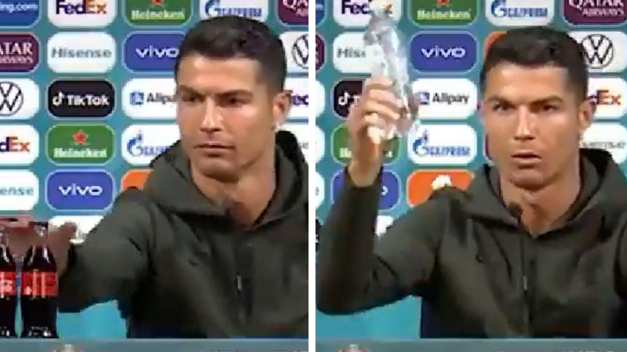 Ronaldo wasn't pleased with the Coke bottles on his desk.