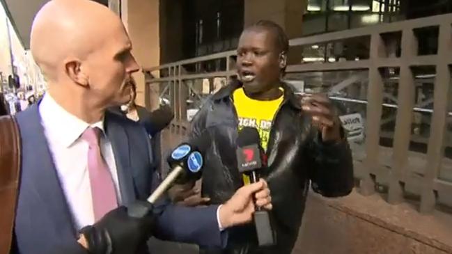 Santino Bankal leaves Melbourne Magistrates Court after an earlier hearing. Source: Channel 7