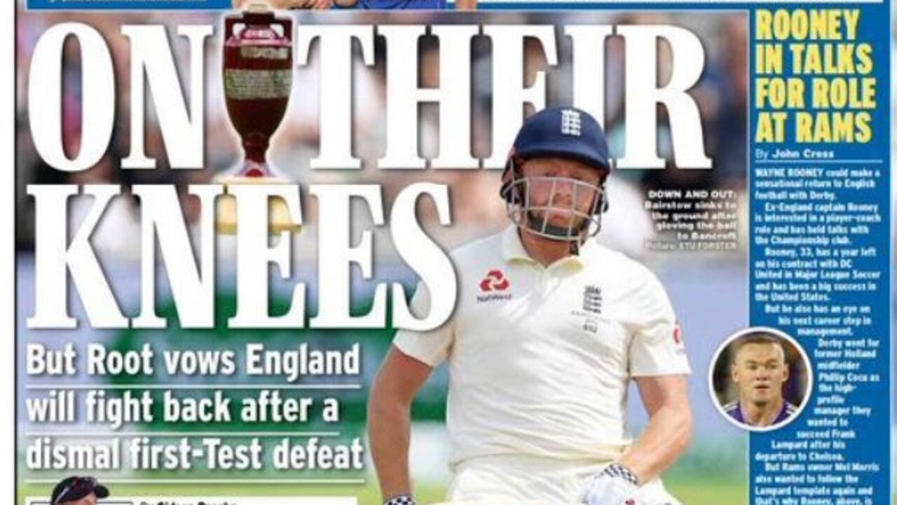 England’s failure in the first Test has been splayed across the backpages of Britain’s papers.