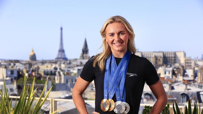 NCA. PARIS FRANCE 2024 OLYMPIC GAMES. August 5- Day 10 Ariarne Titmus attends a Speedo function after competition. Pics Adam Head