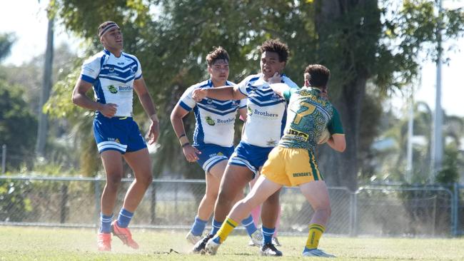 Ignatius Park College and Kirwan State High School teams take on St Brendanâ€™s College Yeppoon teams in Queensland state rugby league semi finals at Mackay on Wednesday, August 24, 2022.