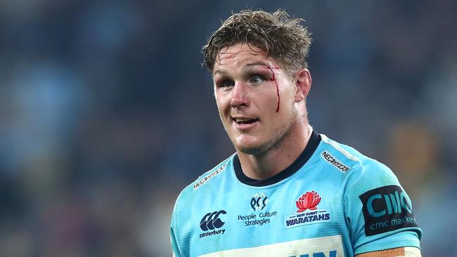 SYDNEY, AUSTRALIA - JUNE 08: Michael Hooper of the Waratahs looks on during the round 17 Super Rugby match between the Waratahs and the Brumbies at Bankwest Stadium on June 08, 2019 in Sydney, Australia. (Photo by Cameron Spencer/Getty Images)