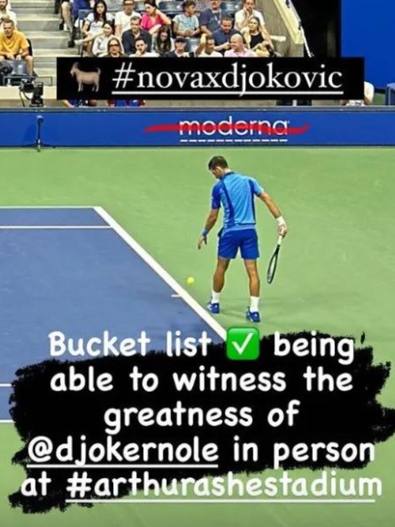Aaron Rodgers appeared to praise Novak Djokovic for more than his tennis skills. Pic: Instagram