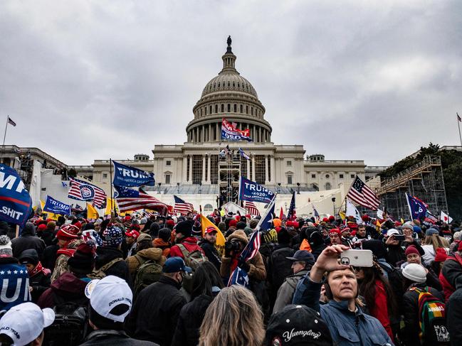 Pro-Trump supporters storm the Capitol. Picture: AFP.