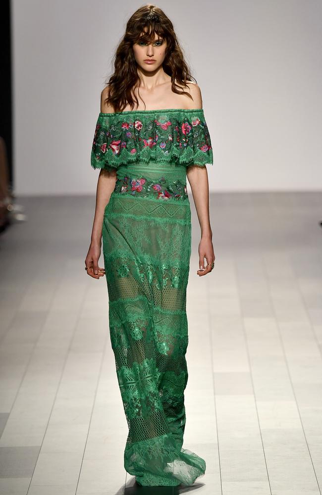 Aleyna Fitzgerald walks for the Tadashi Shoji show during New York Fashion Week. Picture: Frazer Harrison/Getty Images