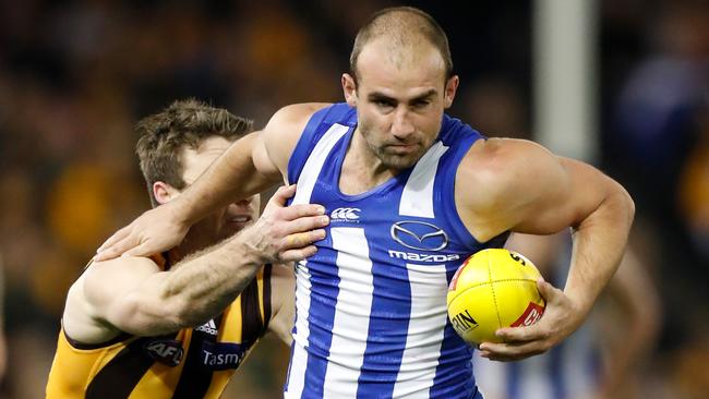 North prime mover Ben Cunnington was among the Roos best in the win over the Hawks. Picture: AFL Photos/Getty Images