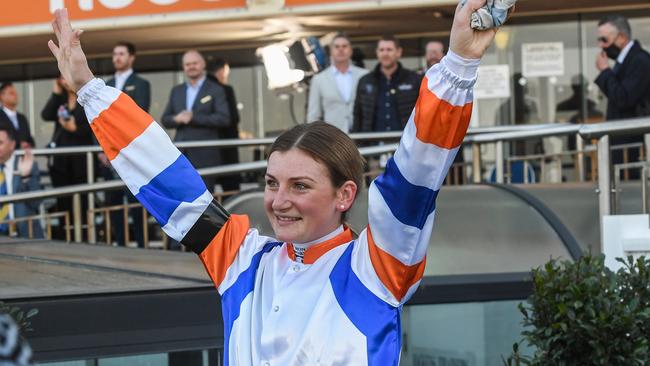 Jamie Kah became the first jockey to ride 100 city winners in Victoria, a feat that has eluded some of the greats in the sport. Picture: Racing Photos via Getty Images