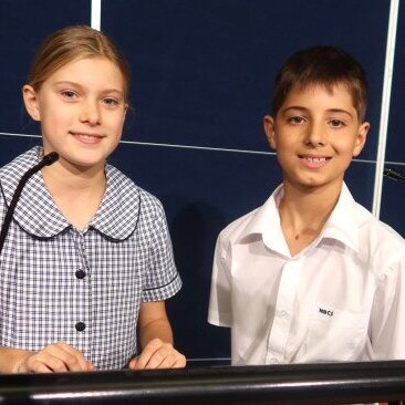 Primary school captains at Northern Beaches Christian School, Hallie Owers and Will Garske