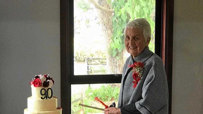 Julia Lawrence OAM celebrates her 90th birthday in Gympie. Picture: Contributed