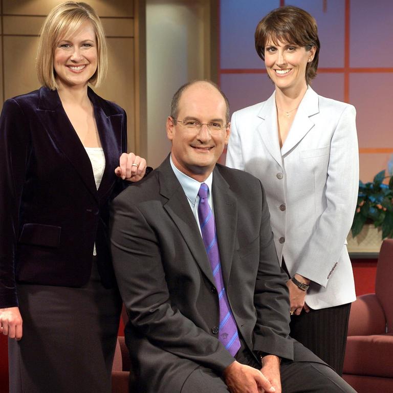 Nat joined Sunrise in 2003 – here she is that year with David Koch and then-co-host Mel Doyle.