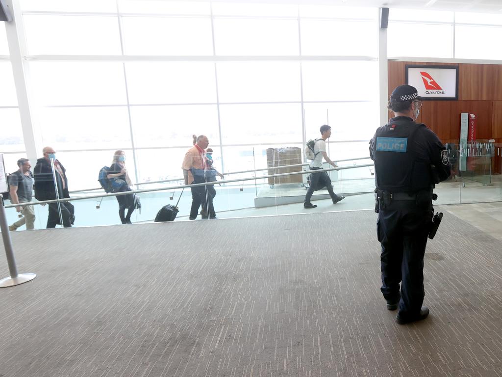 Travellers arriving at Adelaide Airport. Picture: NCA NewsWire / Kelly Barnes