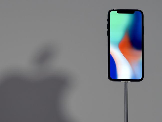 An iPhone X is seen on display during a media event at Apple's new headquarters. Picture: AFP