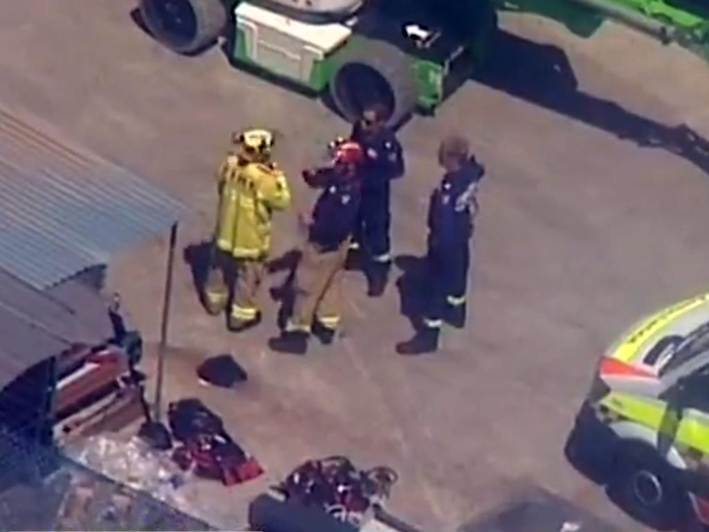 Firefighters were frantically to reach the man yesterday afternoon. Picture: Seven News