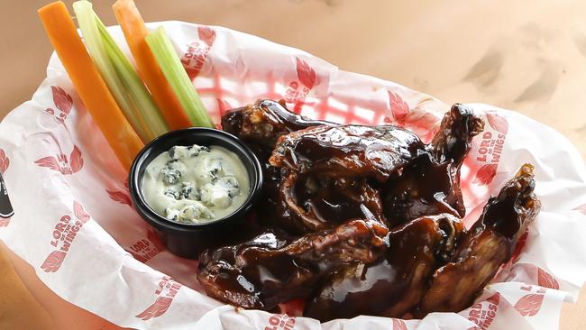 Lord of the Wings barbecue classic traditional wings. Pic Mark Cranitch.