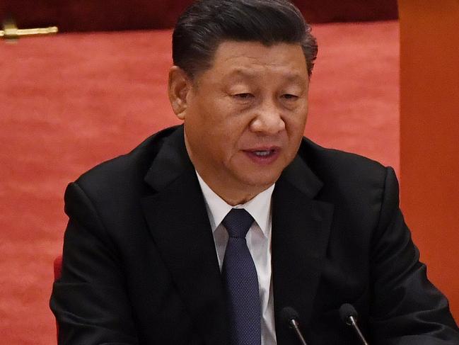 Chinese President Xi Jinping speaks during a ceremony marking the 70th anniversary of China's entry into the Korean War, in Beijing's Great Hall of the People on October 23, 2020. (Photo by NOEL CELIS / AFP)