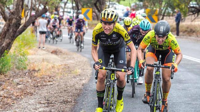 Attackers at the bottom of the final climb included Chloe hosking from Ale Cippolini. Photo credit: Santos Women's Tour Down Under