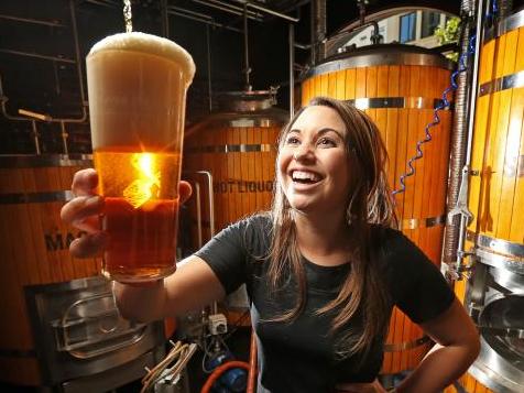 The monthly performance of manufacturing in the food & beverage sector swelled to a reading of 58.8 point, according to the AIG’s PMI data. Rachel Vavricek, assistant venue manager at James Squires' microbrewery in Russell St.