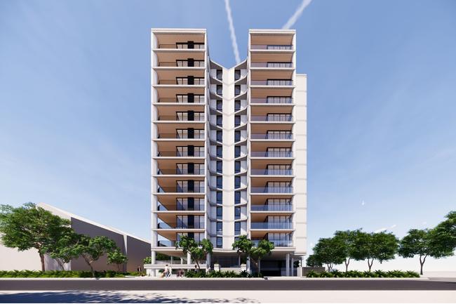 Artist impressions of a proposed 14-storey tower planned for Palm Beach by H&amp;F Property Group. Picture: Supplied