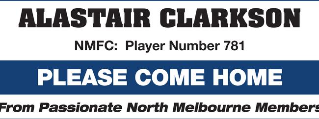 The Alastair Clarkson add which will appear in Saturday’s Herald Sun.